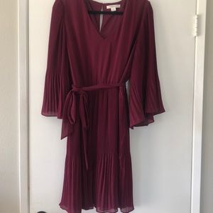 Pleated Burgundy Dress